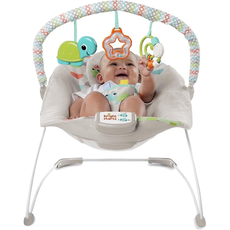 Шезлонг BRIGHT STARTS Happy Safari Bouncer (11508) Развивающие игрушки, центры, кресла шезлонги и кресла-качалки 