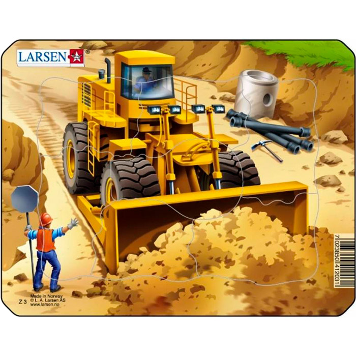 

Пазл-вкладыш LARSEN Мини Бульдозер 7 эл (Z3-2), Пазл рамка-вкладыш Бульдозер, серия МИНИ