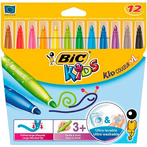 

Фломастеры BIC Kid Coleour XL 12 цветов (3270220075516), ФЛОМАСТЕРИ КІД КУЛЕР XL УП12