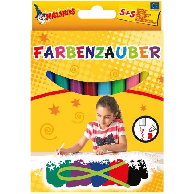 

Фломастери MALINOS Malinos Farbenzauber 5+5 шт (MA-300009), Фломастери Malinos Farbenzauber (5+5 фломастерів)