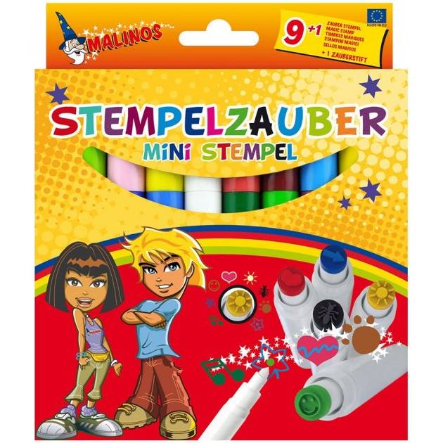 

Фломастеры-штампы MALINOS Malinos Stempelzauber 9+1 шт (MA-300008), Штампи Malinos Stempelzauber (9+1 штампів)