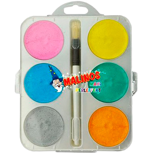 

Акварельные краски MALINOS Maxi Perleffekt 6 цветов (MA-300014), Акварельні фарби Malinos Maxi Perleffekt