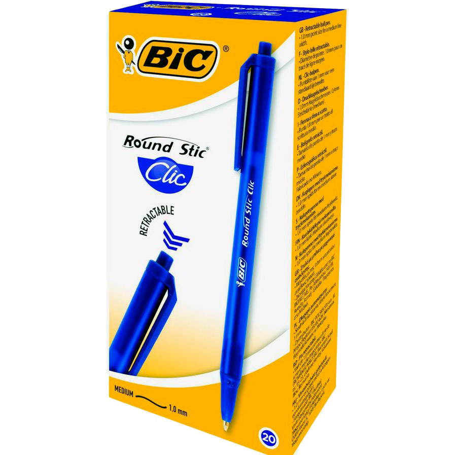 Набір кулькових ручок BIC Round Stic Clic Синій 0.4 мм 20 шт (3086123379640) Для кого універсально