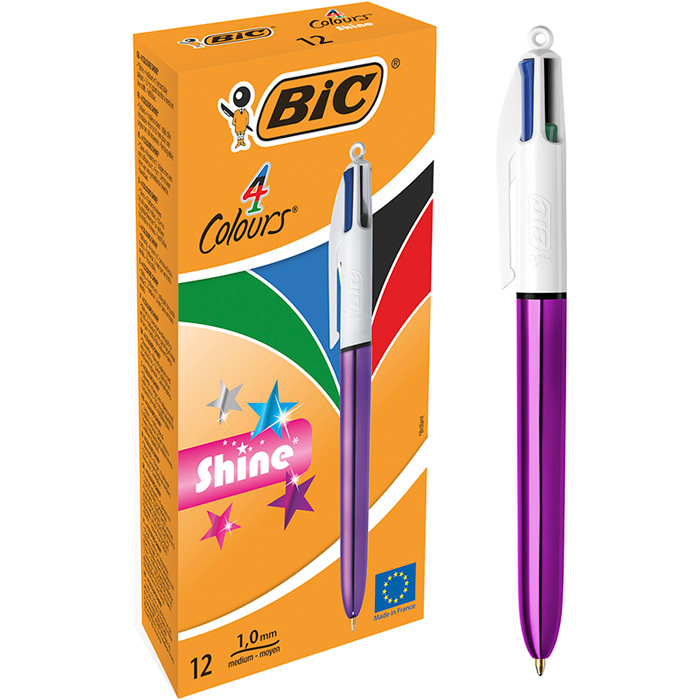 Набір ручок BIC 4 Colours Shine Purple 1 мм 12 шт (3086123502901)