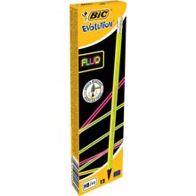 Набір олівців чорнографітних шестикутних BIC Evolution Fluo HB з ластиком 12 шт (3086123454439)