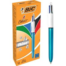 Набор шариковых ручек BIC 4 Colours Shine синий 1 мм 12 шт (3086123494893)