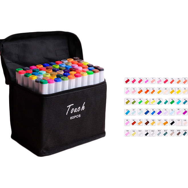 

Набор маркеров TOUCH Set of colored markers Double Tips Pen 60 Colors, Набір кольорових маркерів Set of colored markers