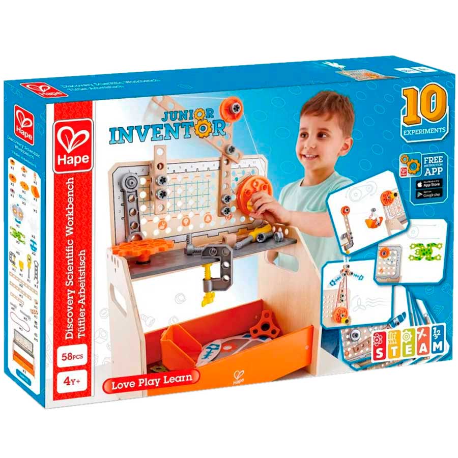 Внешний вид Конструктор HAPE Junior Inventor Научный верстак настольный 58 деталей (E3028)