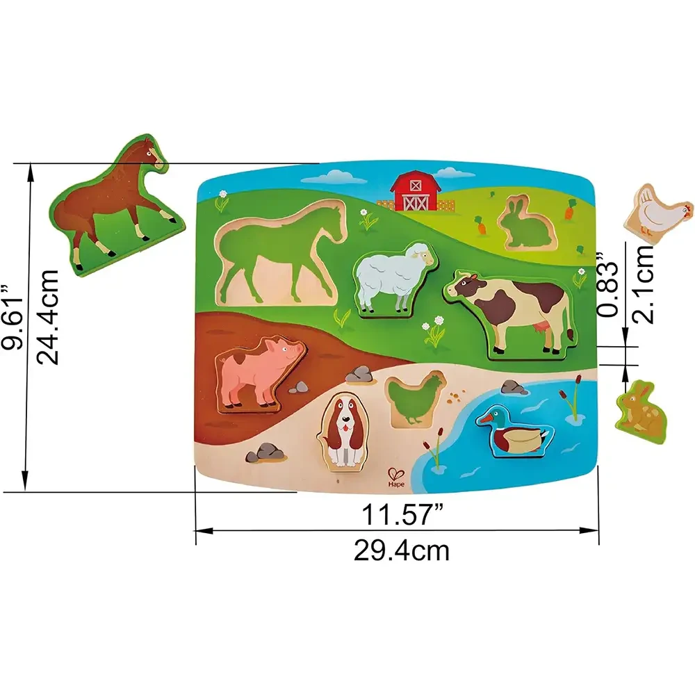 Пазл-вкладиш HAPE Зверята на ферме с фигурками (E1454) Пазлы пазлы-вкладыши
