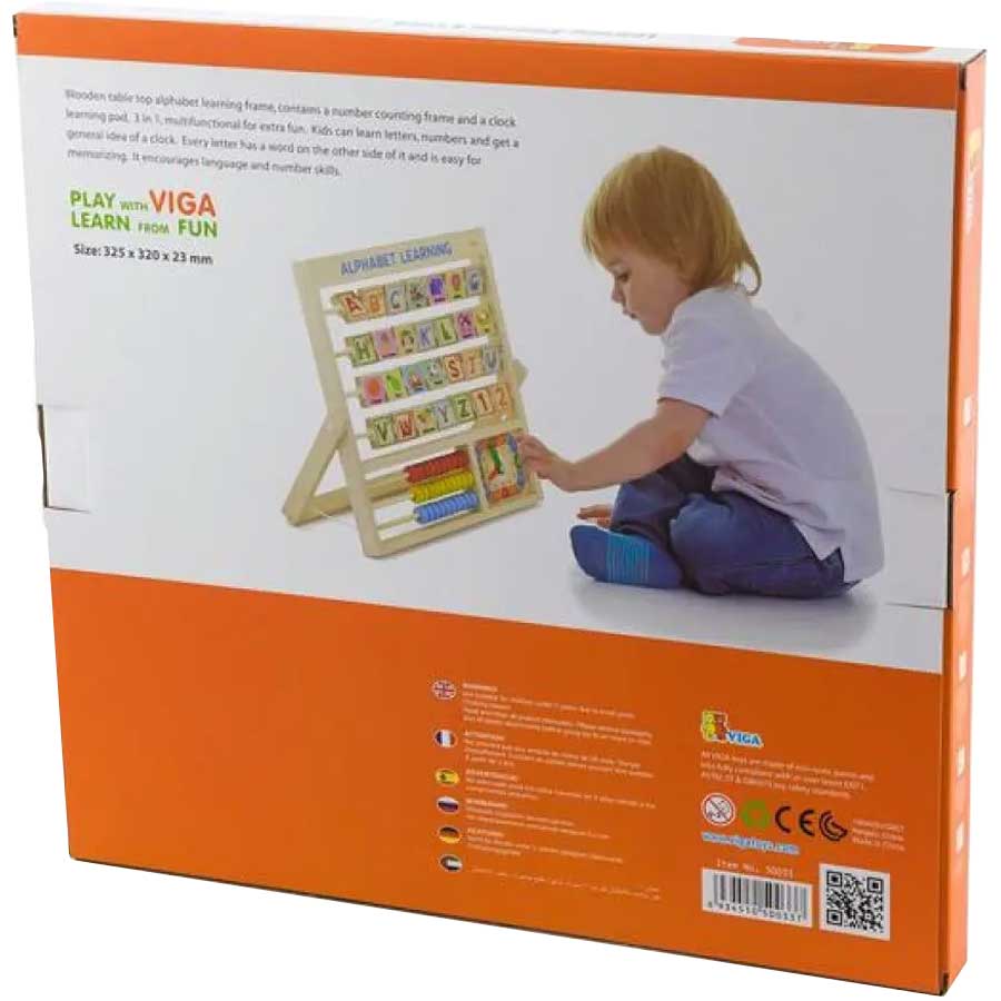 Развивающая игра VIGA TOYS Алфавит и часы (50033) Для кого универсально