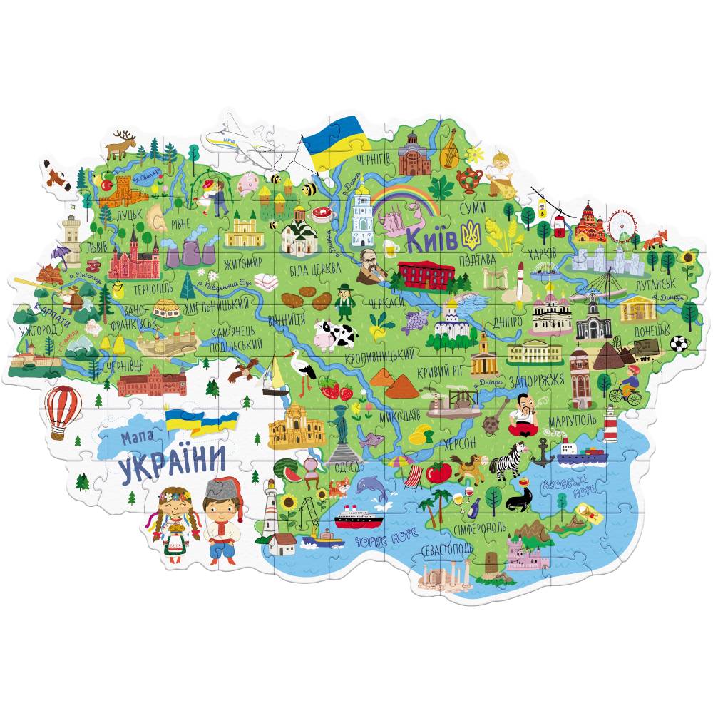 Пазл DODO Карта Украины (300267) Предмет изучения зоология 