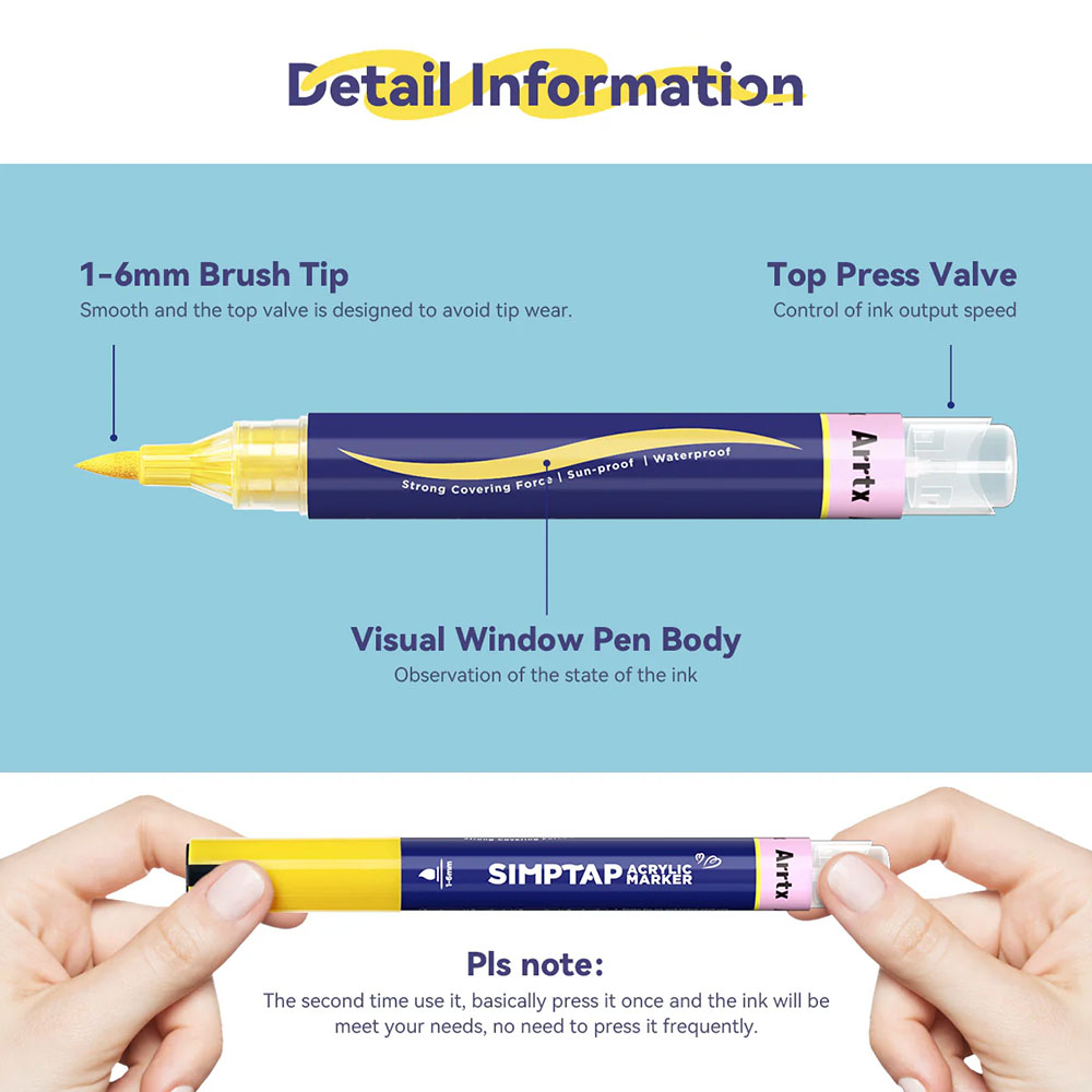 Внешний вид Акриловые маркеры ARRTX Simptap AACM-0724B 24 цветов (LC303694)