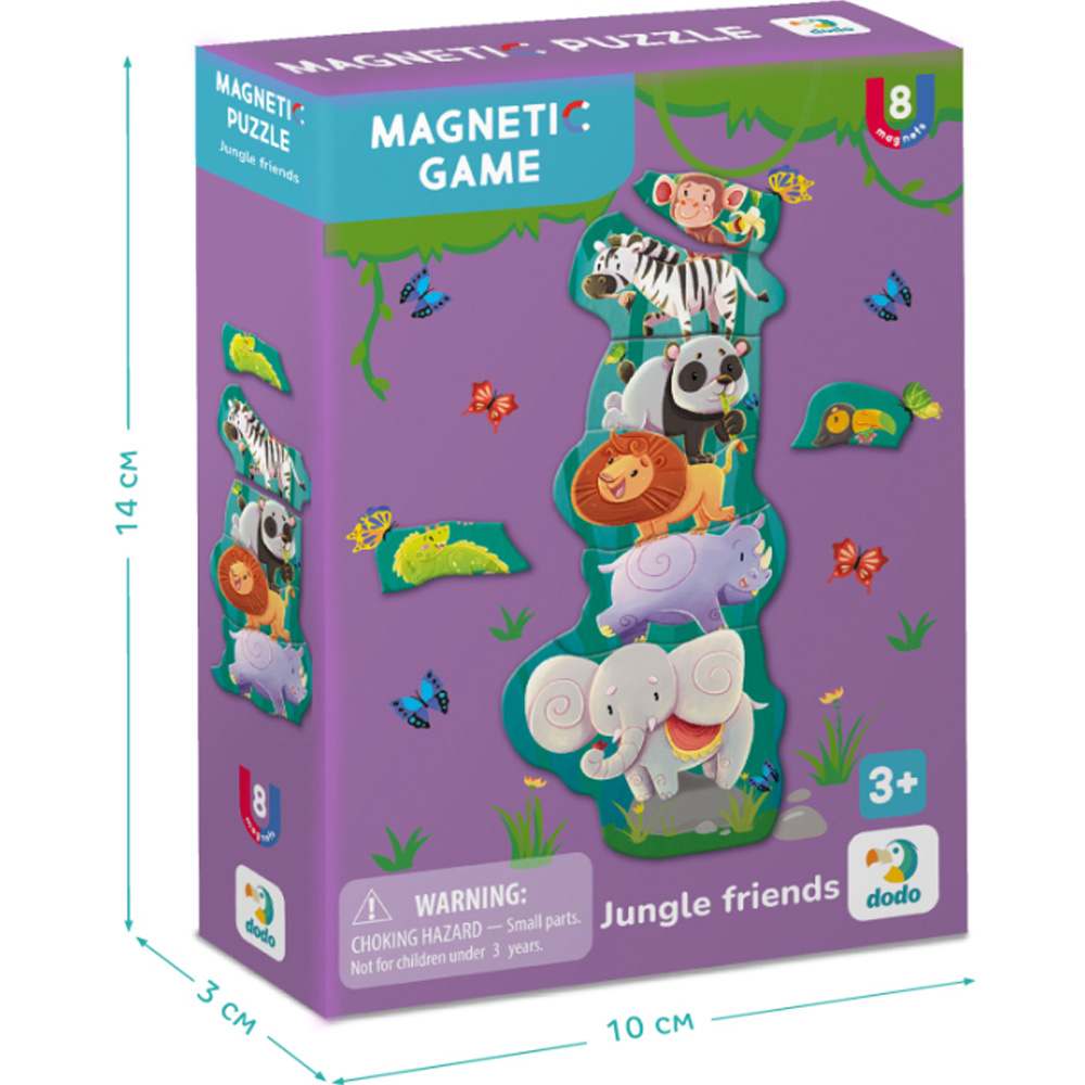 Магнітна гра DODO Друзі із джунглів 8 ел. (200256) Предмет вивчення зоологія 