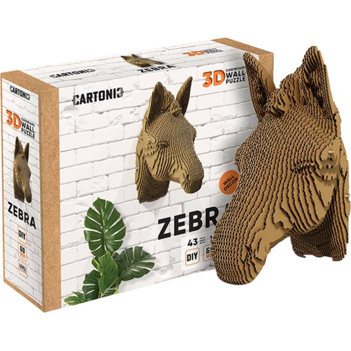 3D пазл Cartonic 3D Puzzle Zebra настінний 43 ел (CWZEB) Пазли тривимірний