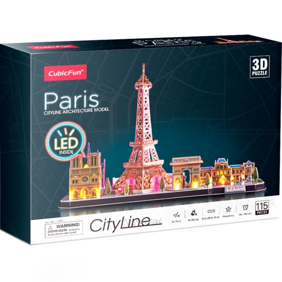 3D пазл CUBIC FUN CITY LINE Париж з LED-підсвічуванням (L525h) Для кого універсально