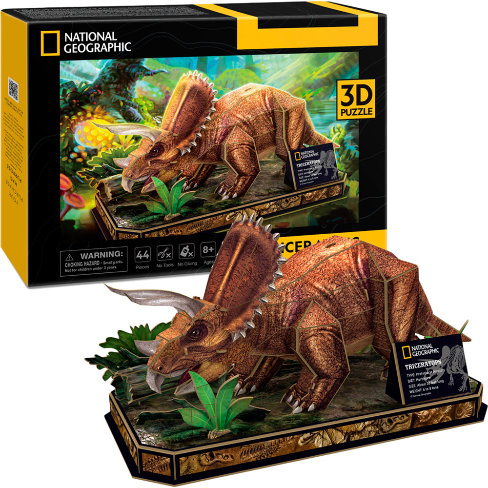 3D пазл CubicFun National Geographic Dino Трицератопс 44 эл (6944588210526) Для кого универсально