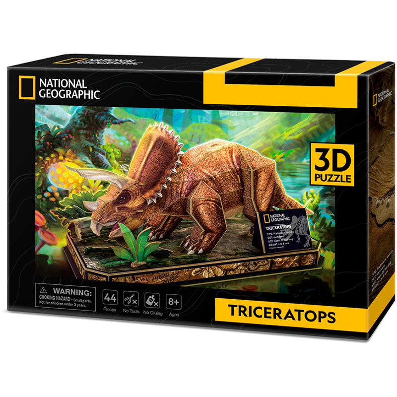 3D пазл CubicFun National Geographic Dino Трицератопс 44 эл (6944588210526) Пазлы трехмерный