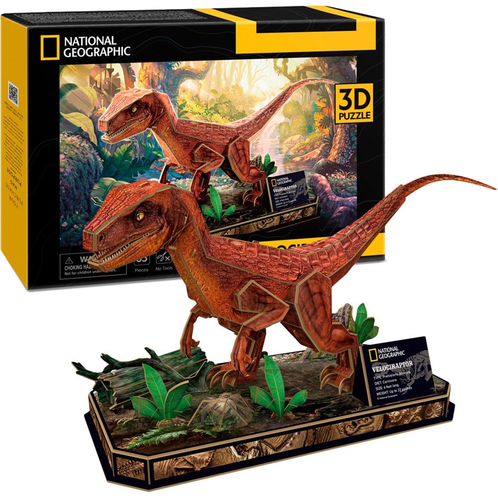 3D пазл CubicFun National Geographic Dino Велоцираптор 63 эл (6944588200534) Для кого универсально