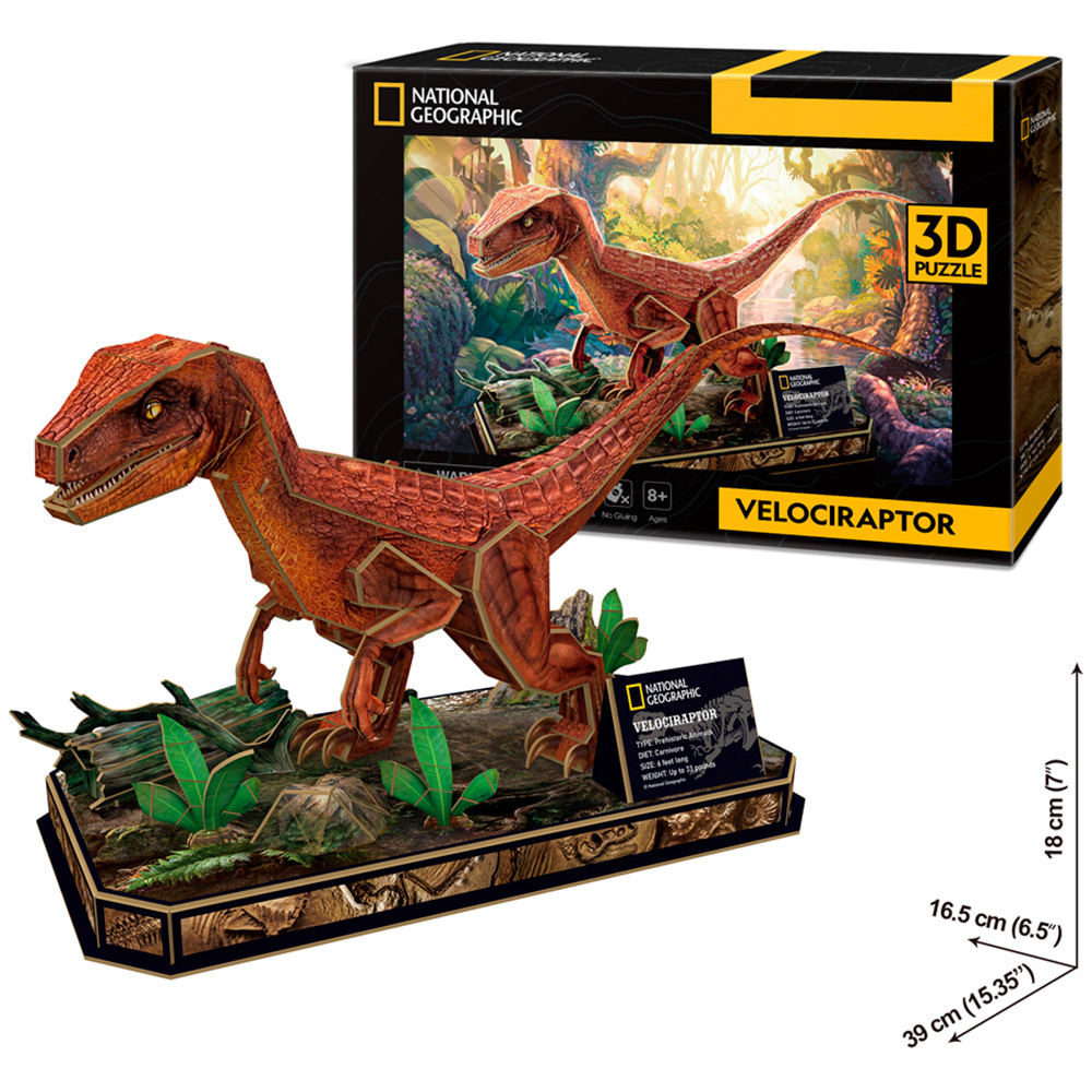 3D пазл CubicFun National Geographic Dino Велоцираптор 63 эл (6944588200534) Возраст от 8 лет 