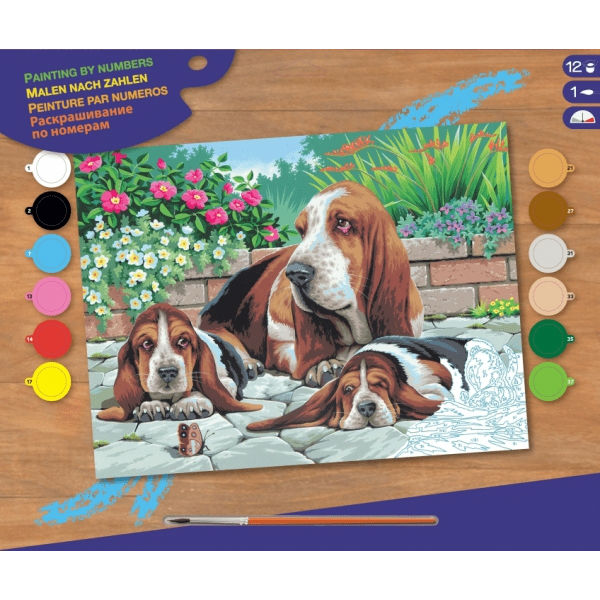 Картинки за номерами SEQUIN ART SENIOR Basset Hounds SA0044