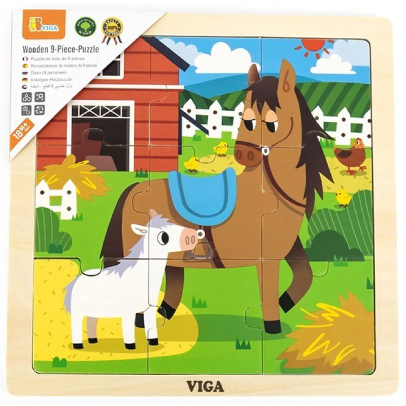 Деревянный пазл VIGA TOYS Лошадки (44624) Предмет изучения окружающий мир