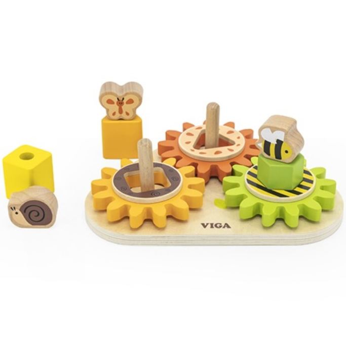 Развивающая игрушка VIGA TOYS Зверюшки на шестеренках (44690) Предмет изучения окружающий мир