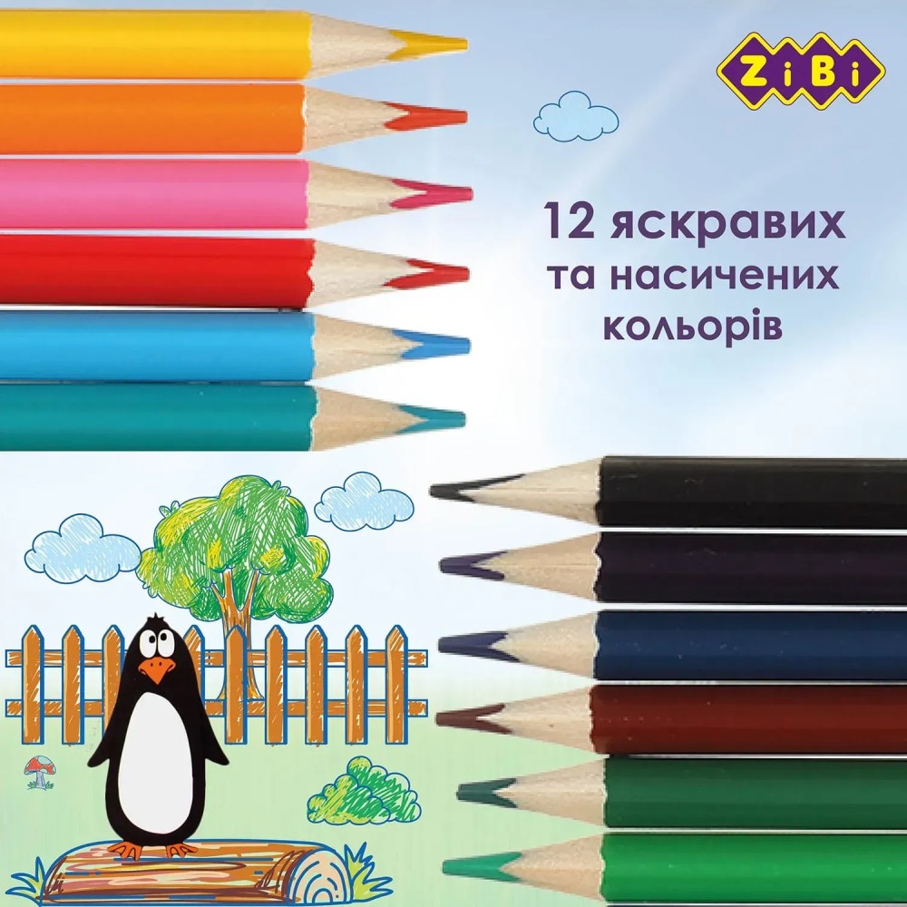 Набір кольорових олівців ZIBI KIDS Line 12 шт (ZB.2414) Для кого універсально