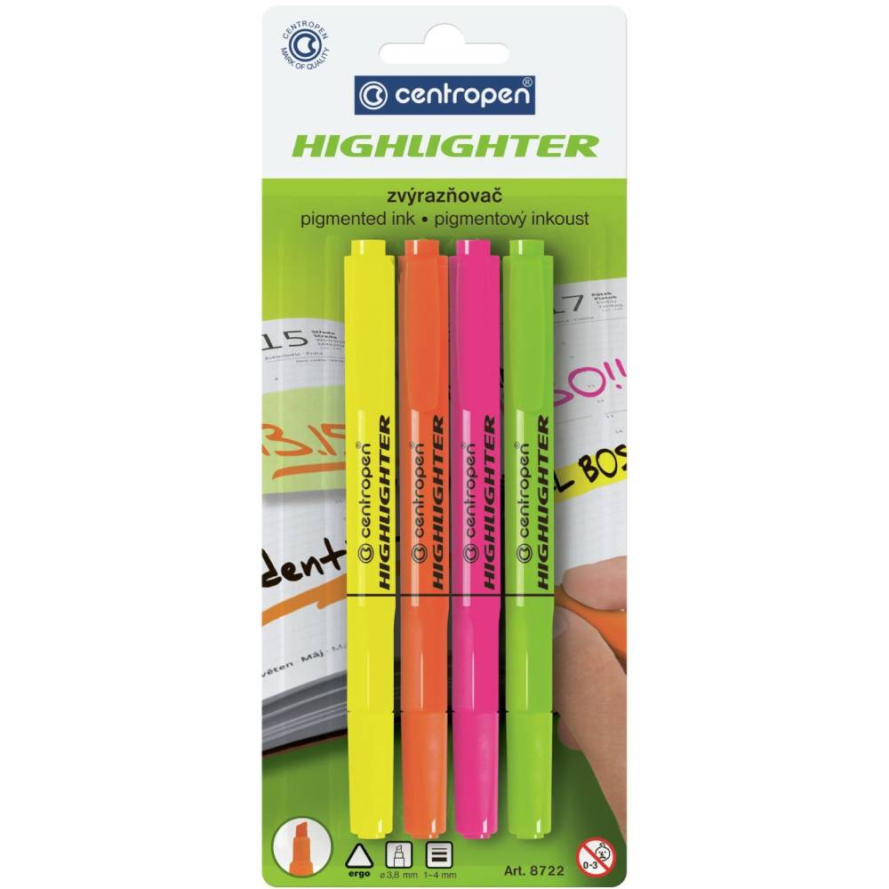Набір маркерів CENTROPEN Fax Chisel Tip 4 шт (8722/4/BL)