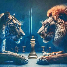 Набор для творчества STRATEG Премиум Алмазная картина Тигр со львом 30х30см (HEE13830)