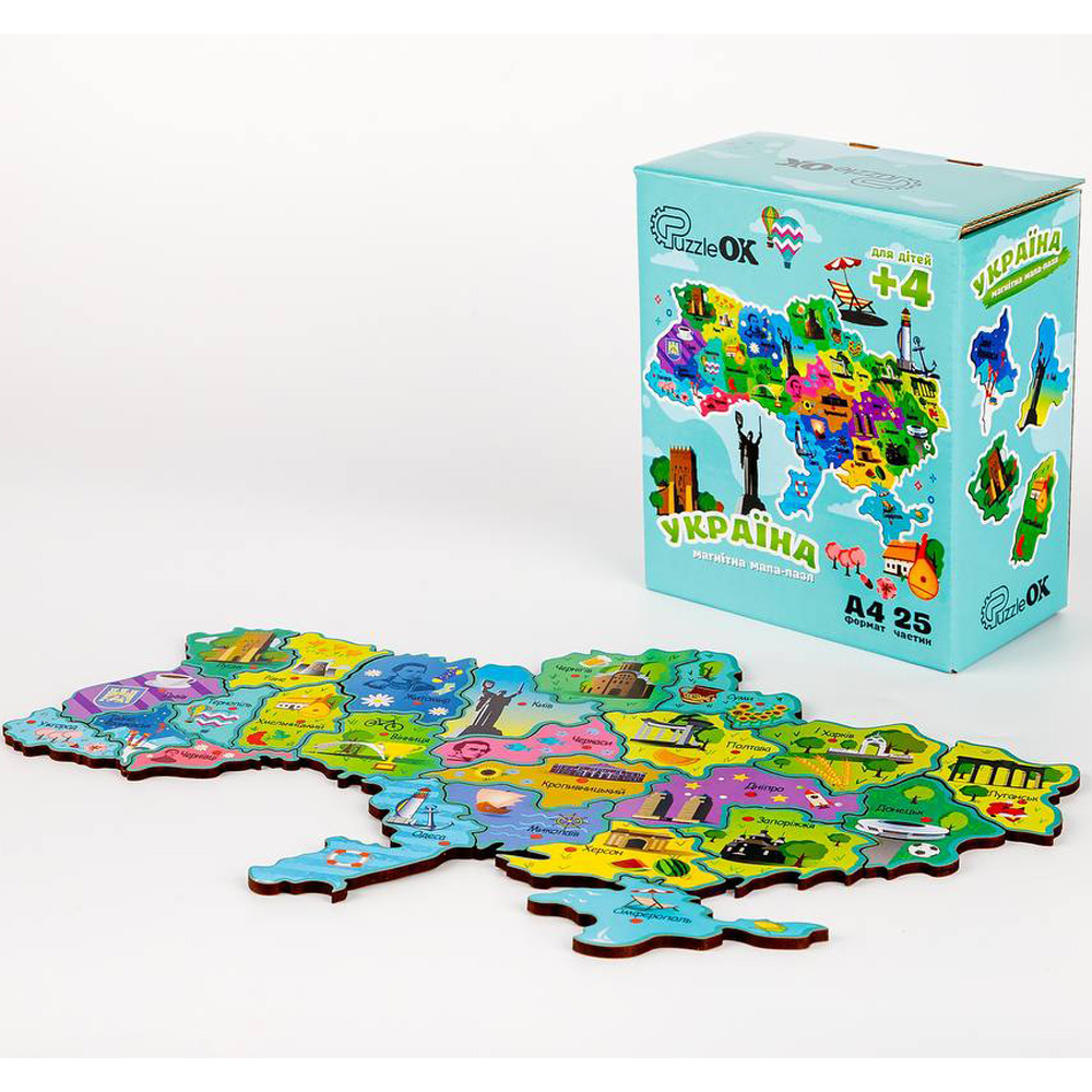 Пазл PUZZLEOK Мапа України на магніті (PuzA4-22926) Для кого універсально