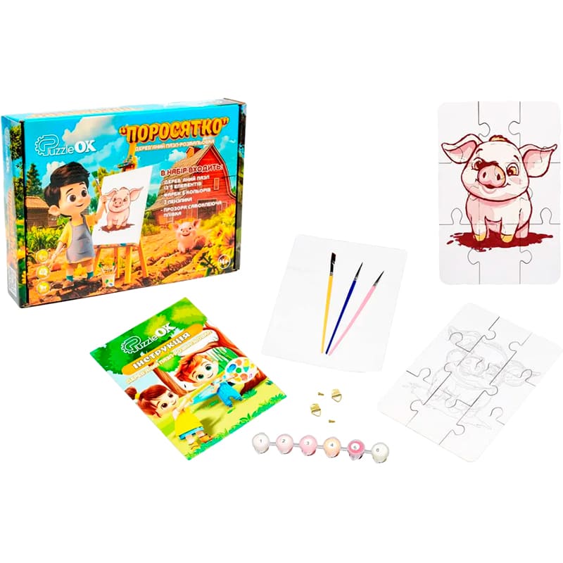 Пазл-розмальовка PUZZLEOK Порося 9 ел (Puz-22939) Пазли пазл-розмальовка