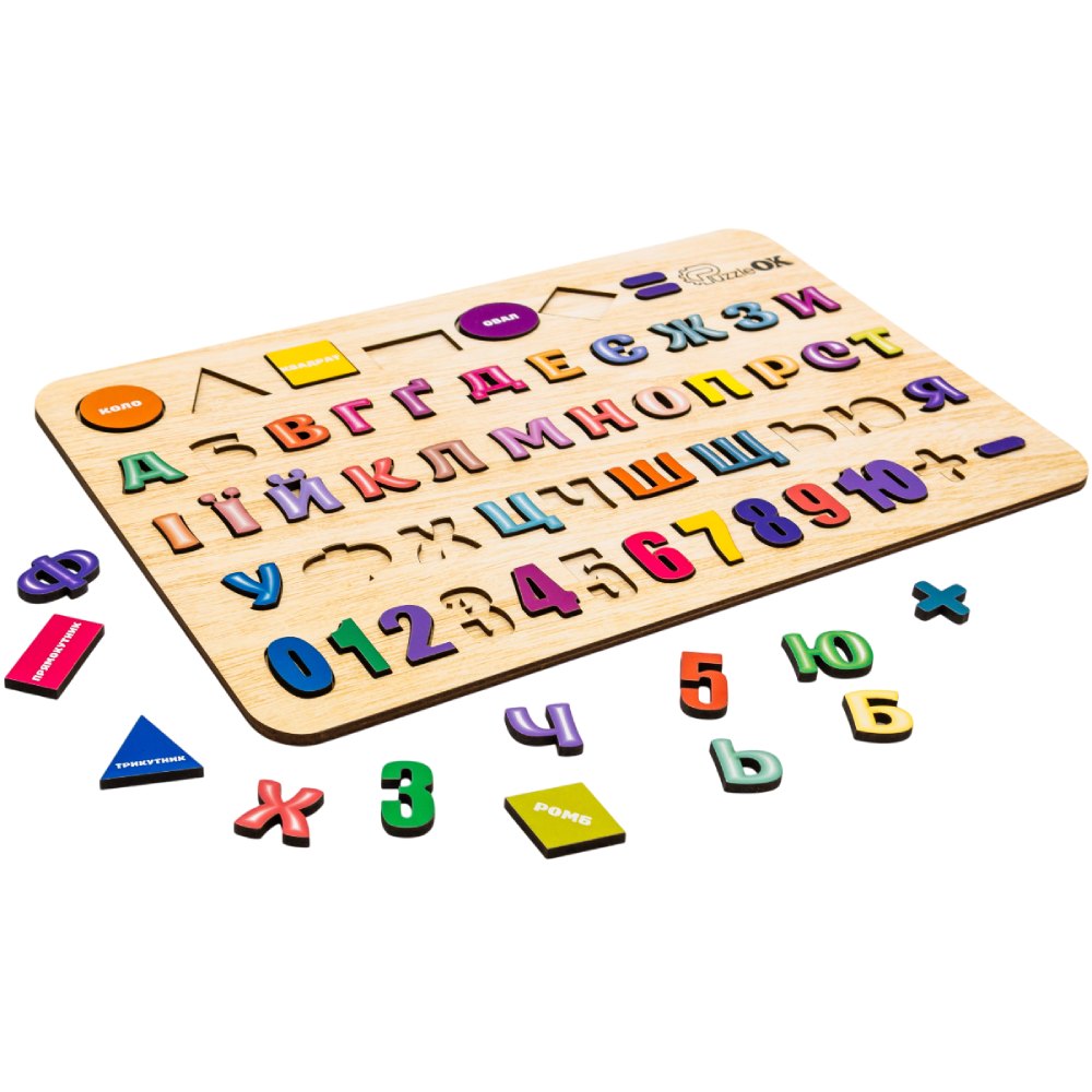 Cортер-розвиваюча дошка PUZZLEOK Азбука, Цифри, Фігури (Арт-15471) Предмет вивчення абетка
