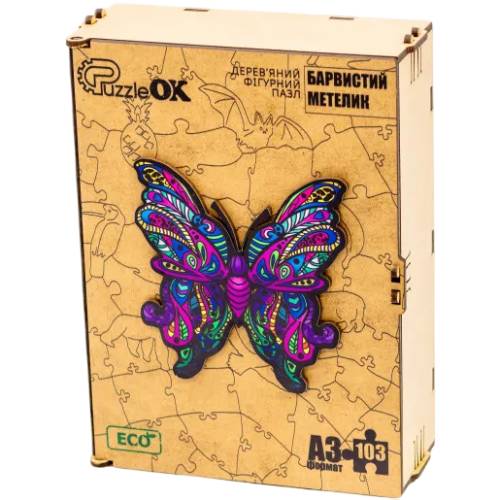Пазл PUZZLEOK Барвистий метелик 103 ел (PuzA3-03119) Предмет вивчення логіка