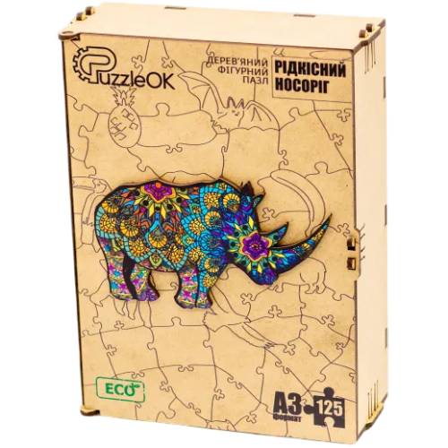 Пазл PUZZLEOK Рідкісний Носоріг 125 ел (PuzA3-03127) Предмет вивчення логіка