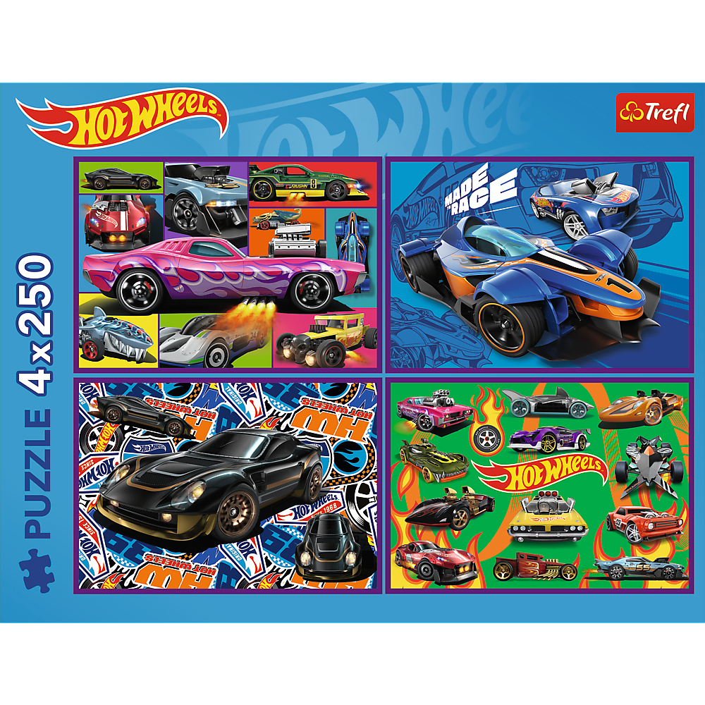 Пазлы TREFL Hot Wheels Гоночный автомобиль 4 x 250 элементов (5900511133127) Для кого для мальчиков