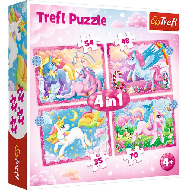 Пазл TREFL 4in1 Єдинороги та магія 35+48+54+70 елементів (5900511343892)