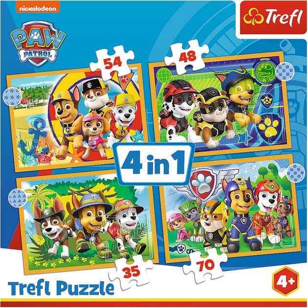 Внешний вид Пазл TREFL 4in1 Paw Patrol Праздник у щенячьего патруля 35+48+54+70 элементов (5900511343953)