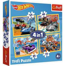 Пазл TREFL 4in1 Hot Wheels Транспортные средства 35+48+54+70 элементов (5900511346275)