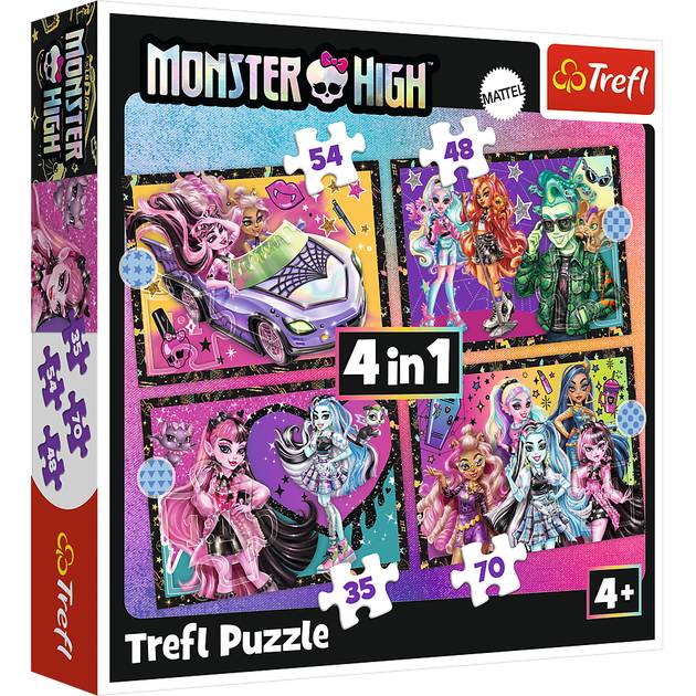 Пазл TREFL 4in1 Monster High Напряженный день в Монстр Хай 35+48+54+70 элементов (5900511346558) Пазл TREFL 4in1 Monster High Напряженный день в Монстр Хай 35+48+54+70 элементов (5900511346558)