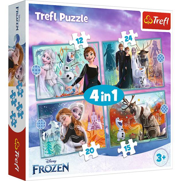 Пазл TREFL 4in1 Frozen Дивовижний світ Крижаного серця 12+15+20+24 елементи (5900511343816) Пазл TREFL 4in1 Frozen Дивовижний світ Крижаного серця 12+15+20+24 елементи (5900511343816)