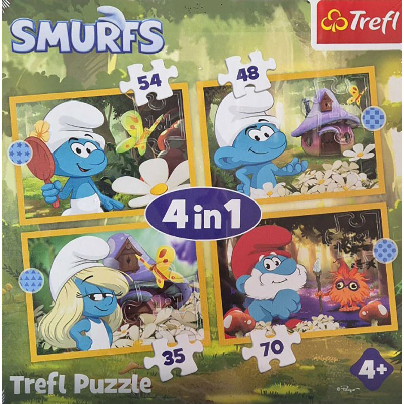 Пазл TREFL 4in1 The Smurfs Жизнь в деревне Смурфов (5900511346640)