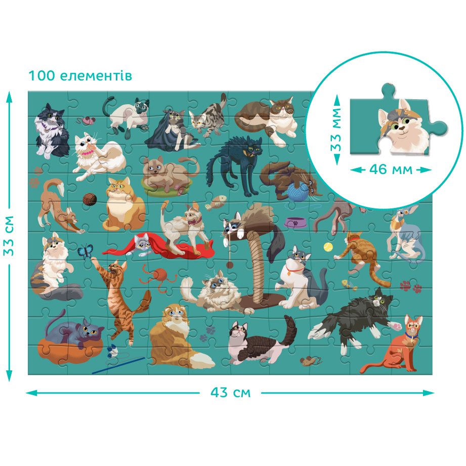 Пазл DODO Смішні коти 100 ел. (300626) Пазли класичний
