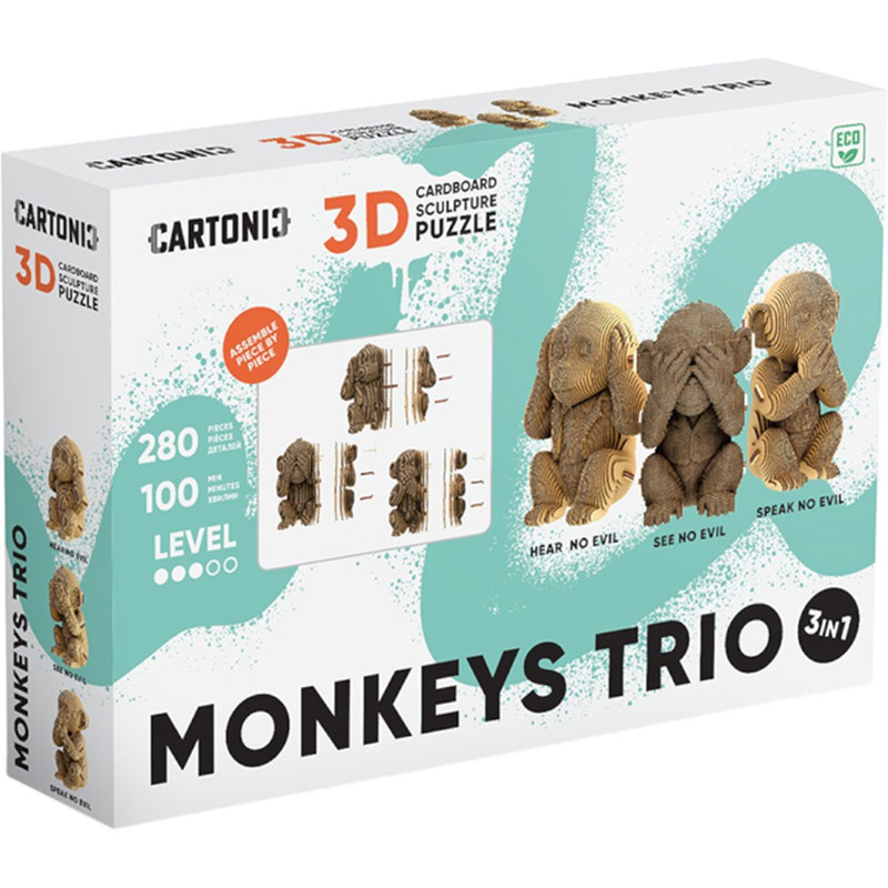 Обзор 3D пазл CARTONIC 3D Puzzle Monkeys Trio (CARTTRIOMONK)