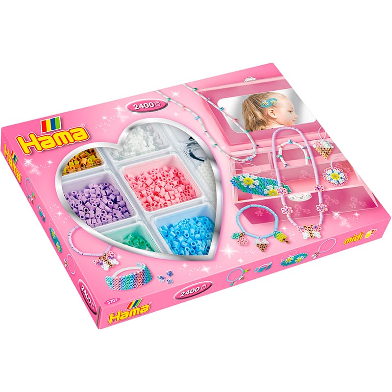 Мозаїка HAMA MIDI Модні прикраси Квіти зі скринькою 2400 шт (HM-3707) Мозаїка термомозаїка