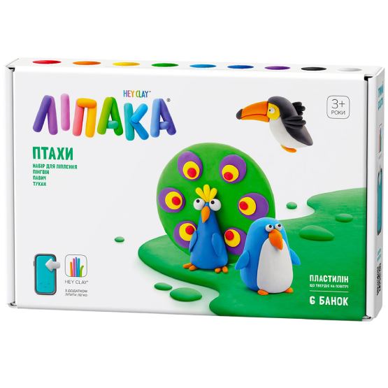 Набір для ліплення ЛІПАКА Птахи: Пінгвін, павич, тукан (60026-UA01)