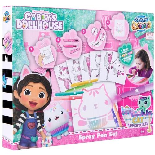 Набір для творчості GABBY'S DOLLHOUSE Спрей-ручки з трафаретами (GD23364) Для кого для дівчаток