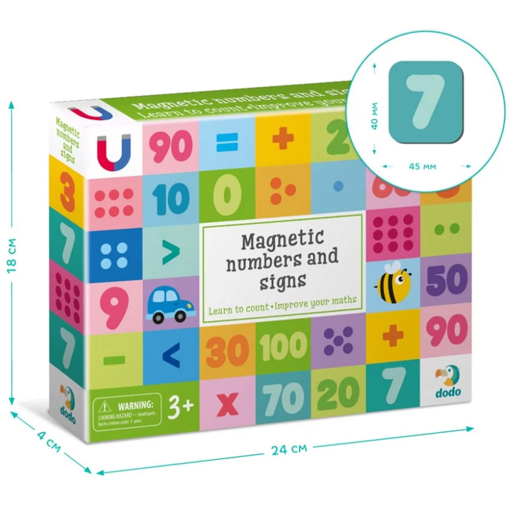 Магнітна гра DODO Магнітні цифри та знаки. Великий набір (200274) Кількість елементів 68