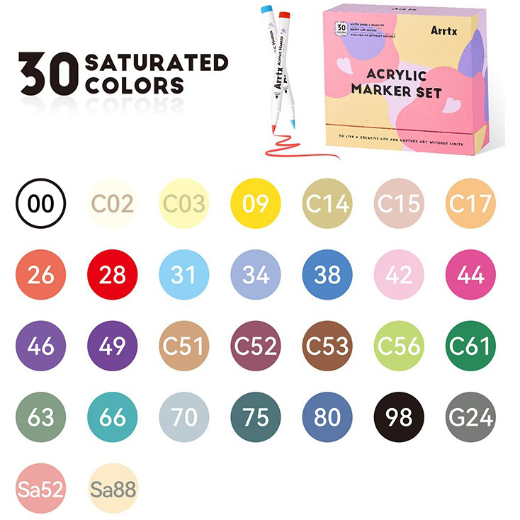 Акрилові маркери ARRTX 30D 30 кольорів (LC304417) Малювання малювання маркерами