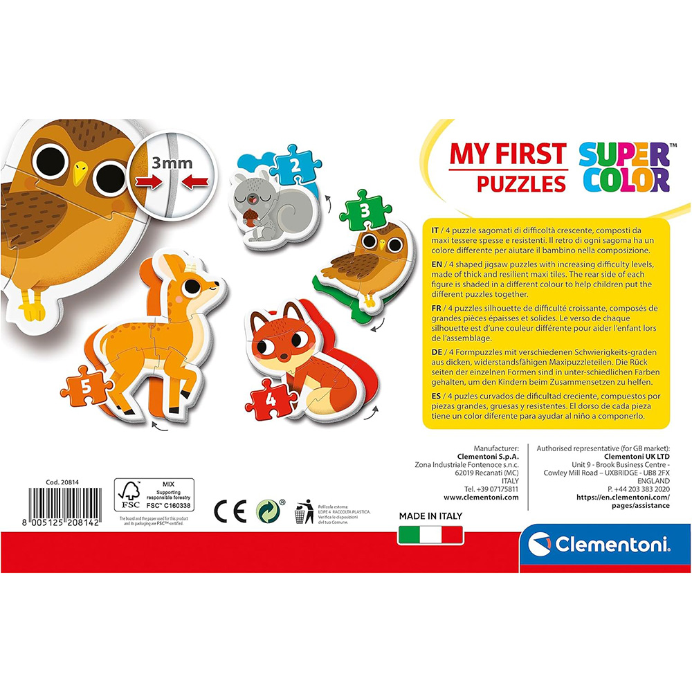 Пазл CLEMENTONI My First Puzzles 4 in 1 Forest Animals(20814) Для кого універсально