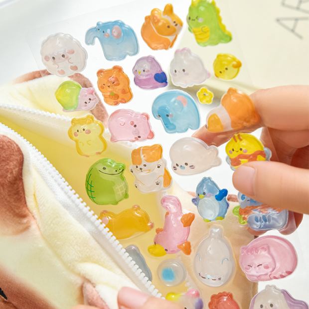 Набір 3D-наклейок TIKI WIKI Crystal Тики милі тварини (51369) Додатково об'ємні 3D-наклейки з ефектом кристального блиску